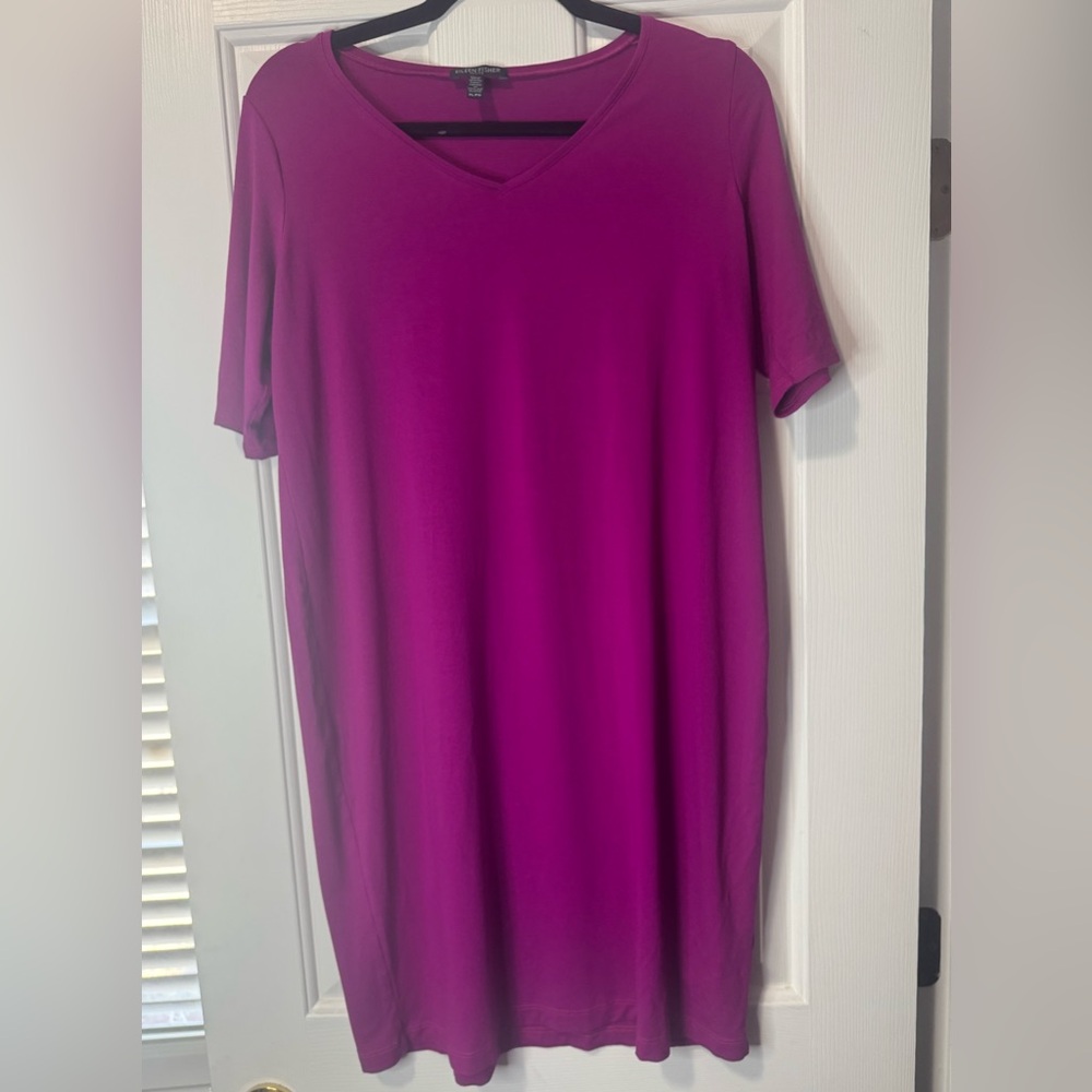 Eileen Fisher Pink V-Neck T-Shirt Dress